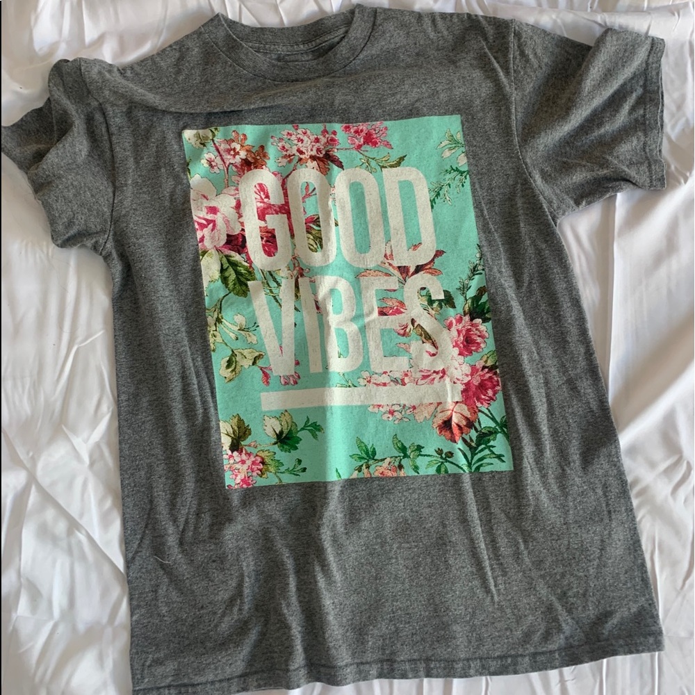 Good Vibes Oversized Grey T-Shirt